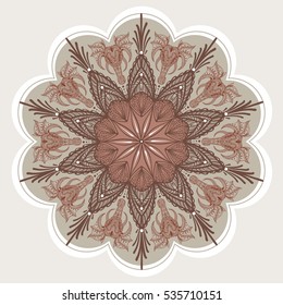 Vintage graphic vector Indian lotus cute ethnic elephant mandala pattern. African tribal ornament.