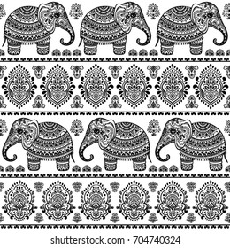 Vintage graphic vector Indian lotus ethnic elephant. African tribal ornament. Can be used for coloring books, textile, prints, phone case, greeting card, business card