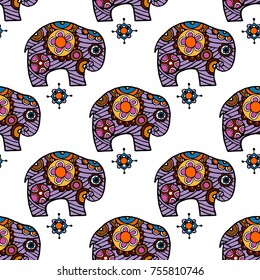 Vintage graphic vector Indian lotus ethnic elephant. African tribal ornament. Can be used for a coloring book, textile, prints, phone case, greeting card. Illustration for your web design