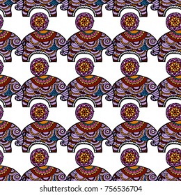 Vintage graphic vector Indian lotus ethnic elephant. African tribal ornament. Can be used for a coloring book, textile, prints, phone case, greeting card. Illustration for your web design