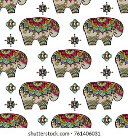 Vintage graphic vector Indian lotus ethnic elephant. African tribal ornament. Can be used for a coloring book, textile, prints, phone case, greeting card. Illustration for your web design.