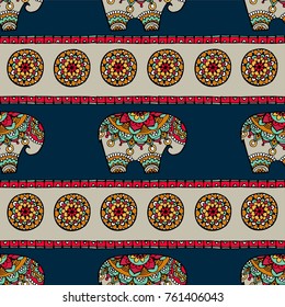 Vintage graphic vector Indian lotus ethnic elephant. African tribal ornament. Can be used for a coloring book, textile, prints, phone case, greeting card. Illustration for your web design.