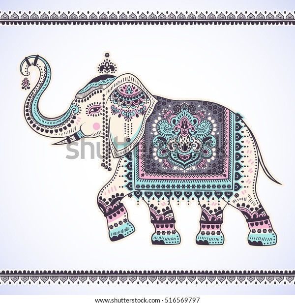 Vintage graphic vector Indian lotus\
ethnic elephant. African tribal ornament. Can be used for a\
coloring book, textile, prints, phone case, greeting\
card