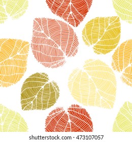 Vintage graphic Vector leaves of the linden. Floral seamless pattern. Botanical illustration.