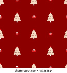 Vintage graphics of Christmas tree and gift box. Hand drawn vector icons for holiday sale and celebration.