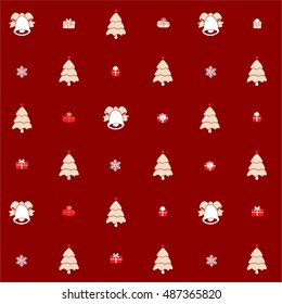 Vintage graphics of Christmas tree and gift box. Hand drawn vector icons for holiday sale and celebration.