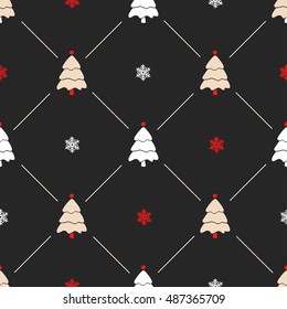 Vintage graphics of Christmas tree and snowflake. Hand drawn vector icons for holiday sale, celebration.