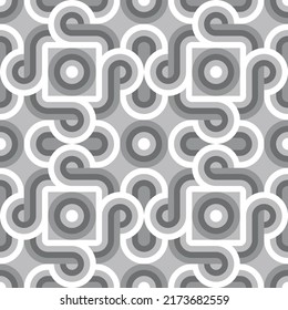 Vintage gray abstract vector background. Monochrome geometric decorative structure. Magic mandala. Ethnic boho ornament mosaic. Seamless pattern.