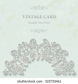 Vintage gray background with old paper texture and round ornamental 3d decoration. Vector Eps 10