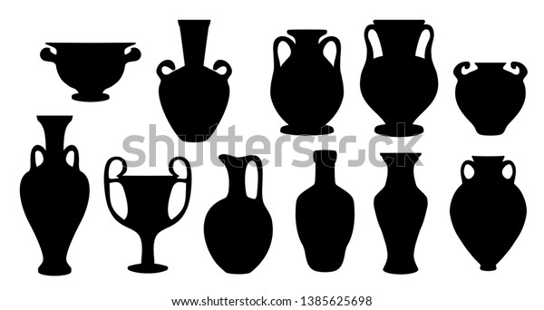 Vintage Greek Vases Black Silhouette On Stock Vector Royalty Free