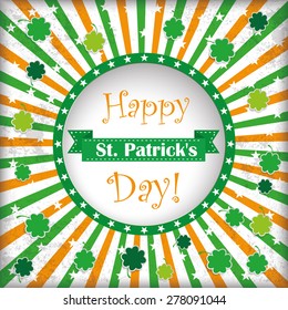 Vintage green background with hole, stripes, shamrocks and hole. Eps 10 vector file.