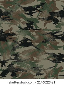 Vintage green camouflage seamless vector pattern for outerwear and bottom