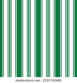 Vintage green candy cane stripes Christmas holiday Vector Pattern. Retro french horizontal ticking stripes green white seamless pattern.