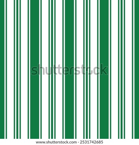 Vintage green candy cane stripes Christmas holiday Vector Pattern. Retro french horizontal ticking stripes green white seamless pattern.