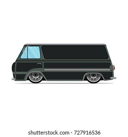 Vintage green car. Green truck vector illustration.