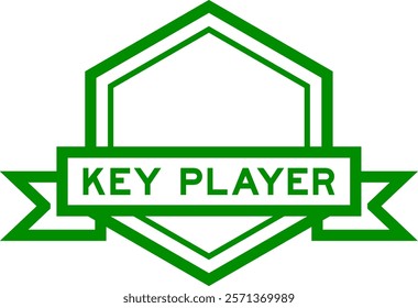 Vintage green color hexagon label banner with word key player on white background