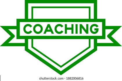 Vintage green color pentagon label banner with word coaching on white background