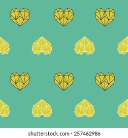 Vintage green colorful heart pattern