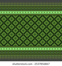 Vintage green geometric Ethnic pattern. Traditional Aztec decoration Navajo native fabric embroidery seamless background. Design for print background, wallpaper, clothing, sarong, wrapping, Batik