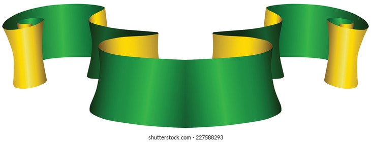 Vintage green and gold ribbon for decoration work. Vector illustration.