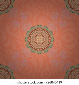 Vintage green and gray seamless pattern, abstract ornament brocade textile pattern, motley stylized elements for fabric, printing or wrapping paper.