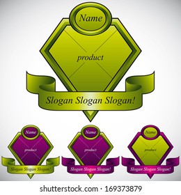 Vintage green labels set isolated on white background, vectors collection, elements easy to use or edit separately.
