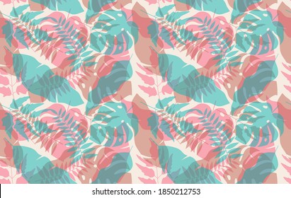 Vintage green leaves seamless pattern.