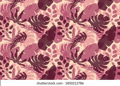 Vintage green leaves seamless pattern.