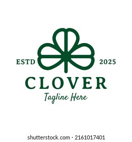 vintage green lucky clover plant logo design