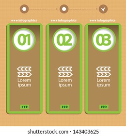 Vintage green paper Design template / can be used for infographics / numbered banners / horizontal cutout lines / graphic or website layout vector