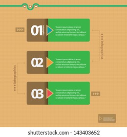 Vintage green paper Design template / can be used for infographics / numbered banners / horizontal cutout lines / graphic or website layout vector