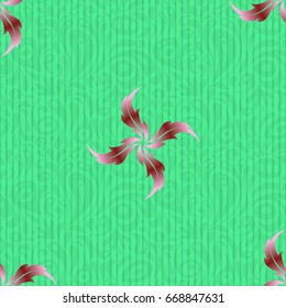 Vintage green and red seamless pattern, abstract ornament brocade textile pattern, motley stylized elements for fabric, printing or wrapping paper.