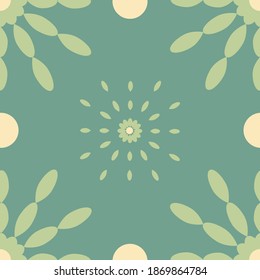 Vintage green spiral repeat pattern print