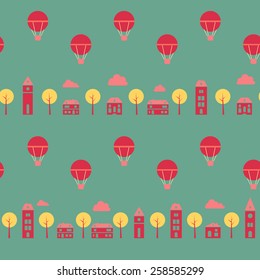 Vintage green town pattern