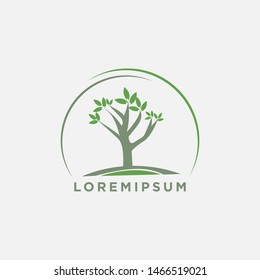 Vintage Green Tree Leaf Logo Design Vector