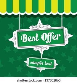 Vintage green vector background with place for your text. retro cover and postcard design template.