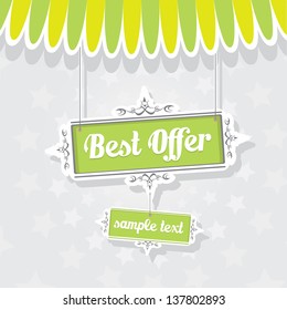 Vintage green vector background with place for your text. retro cover and postcard design template.
