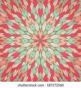 Vintage greeting card with abstract hand drawn floral ornament