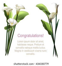 Vintage greeting card with blooming flowers, 'Congratulations' wording and place for your text. Vector illustration