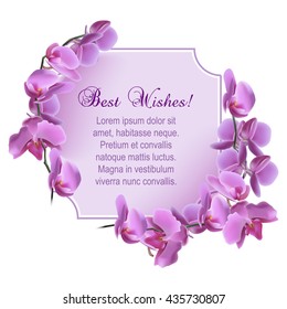 Vintage greeting card with blooming flowers, 'Best Wishes' wording and place for your text. Vector illustration