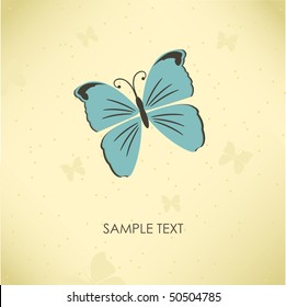 Vintage greeting card with butterfly. Vector illustration.