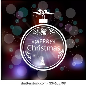 Vintage greeting card with Christmas ball. vector illustration