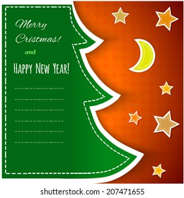 Vintage greeting card with christmas tree