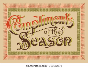 vintage greeting card 'Compliments of the Season', vector (eps8)