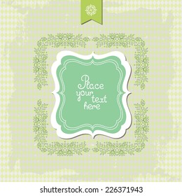 Vintage greeting card with decorative floral elements