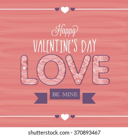 Vintage greeting card design for Happy Valentine's Day celebration.