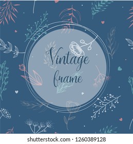 Vintage greeting card design for invitations, wedding cards, rsvp, mother's day, women's day, valentine's day etc. seamless floral background and  frame for your text. Vector 10 EPS