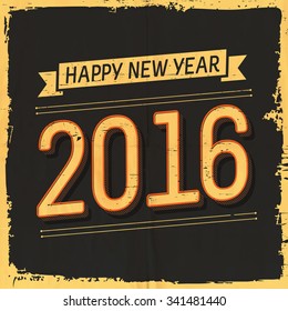 Vintage greeting card design with stylish 3D text 2016 for Happy New Year celebration.