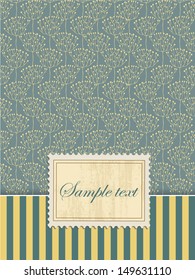 vintage greeting card with floral pattern berries