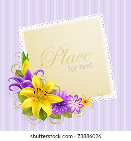 vintage greeting card with flowers and place for text